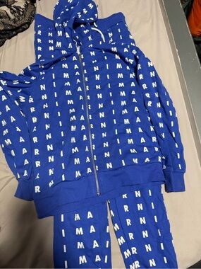 Marni Royal Blue Logo Print Zip Hoodie & Matching Joggers